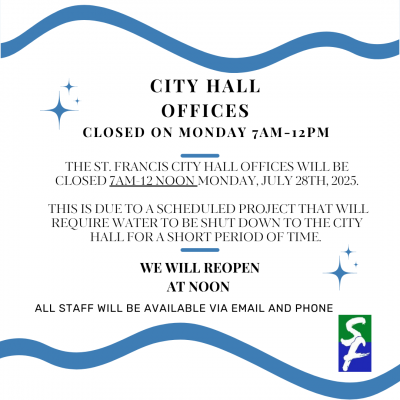 City Hall Closed Monday
