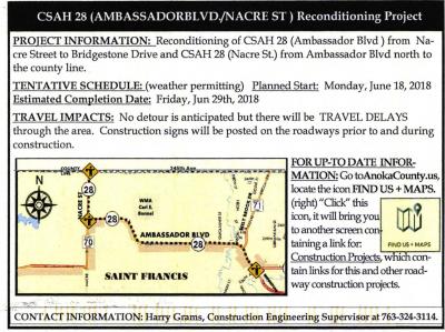 Anoka County Reconditioning Project June 18-29, 2018