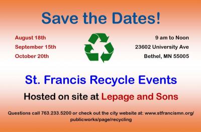 City of St. Francis Recycling Event!