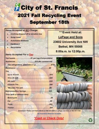 St. Francis Fall Recycling Event