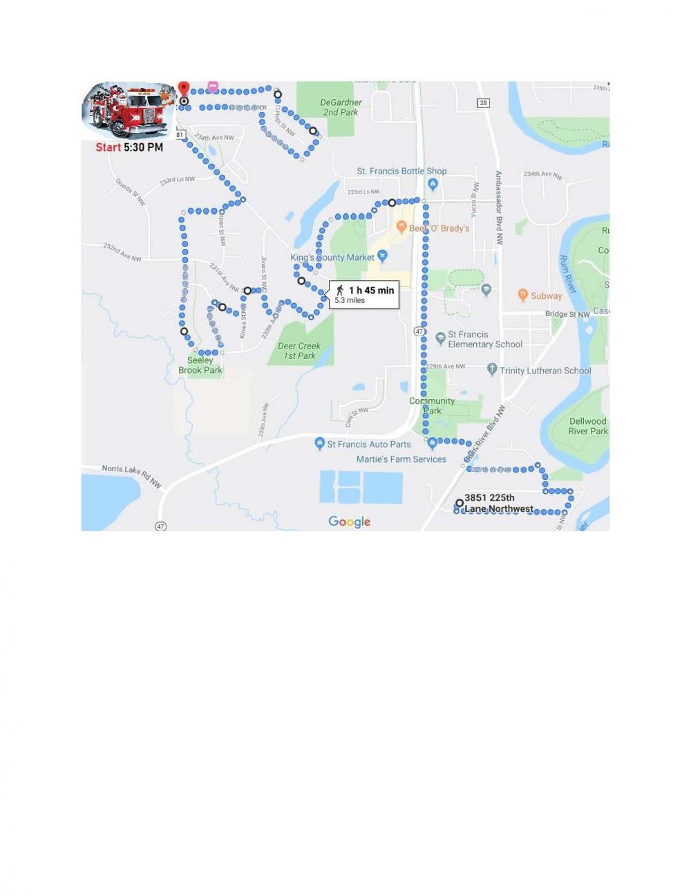 Santa on the Fire Truck St Francis Minnesota